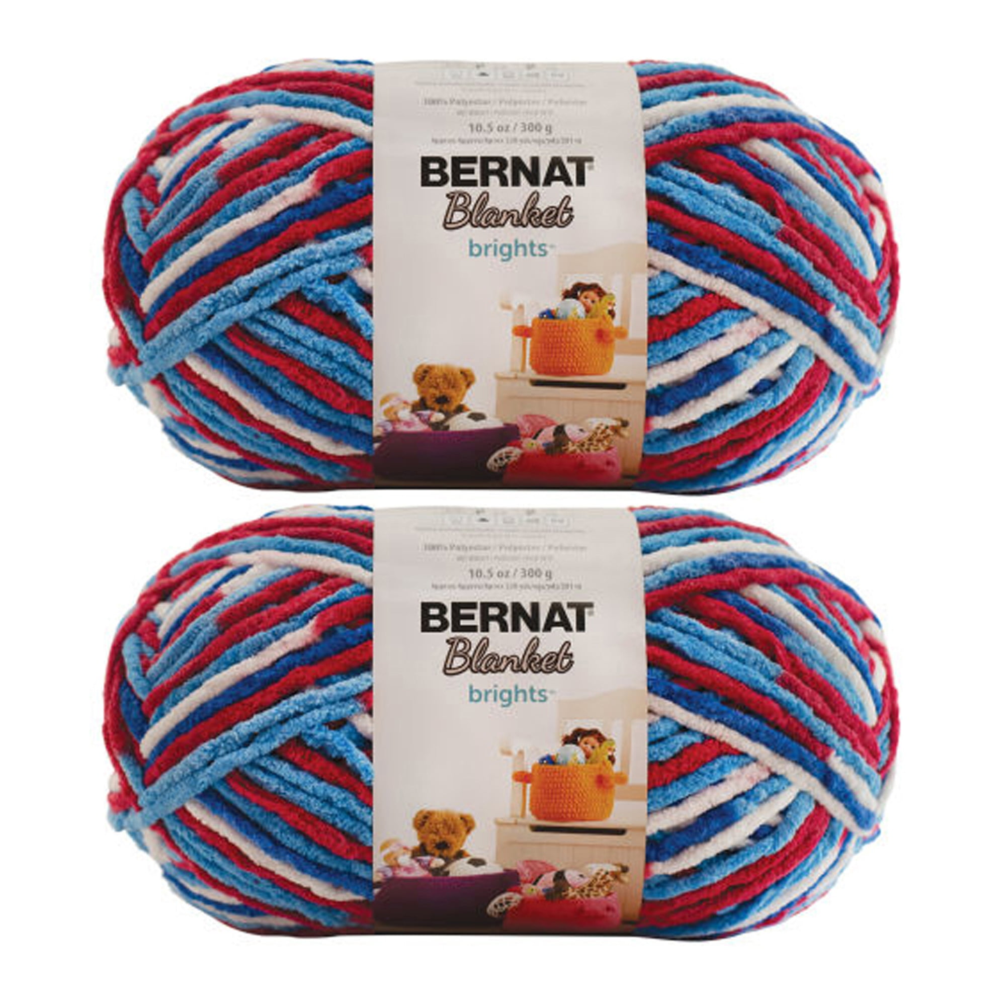 Bernat Blanket Brights Red White & Boom Yarn 2 Pack of 300g/10.5oz