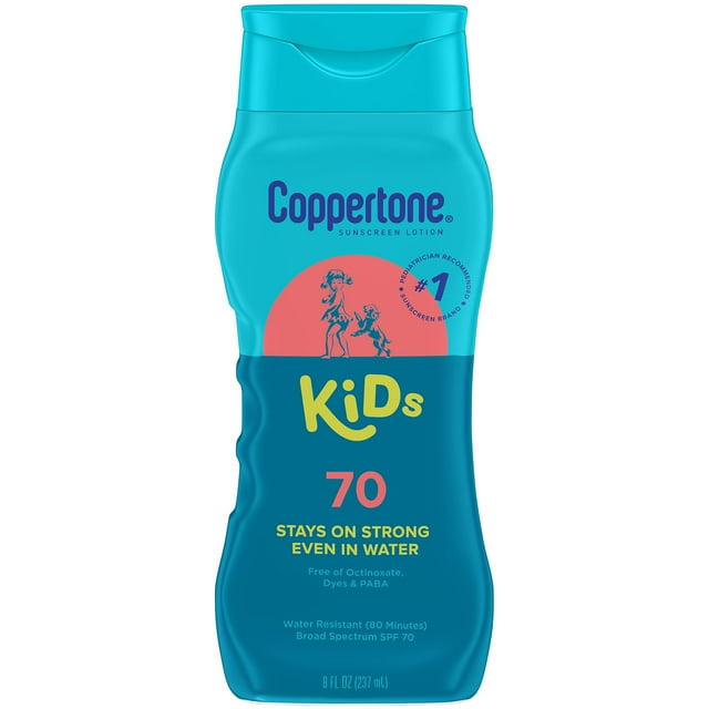 Loción de protección solar Coppertone Kids SPF 70, 240 ml, resistente al agua