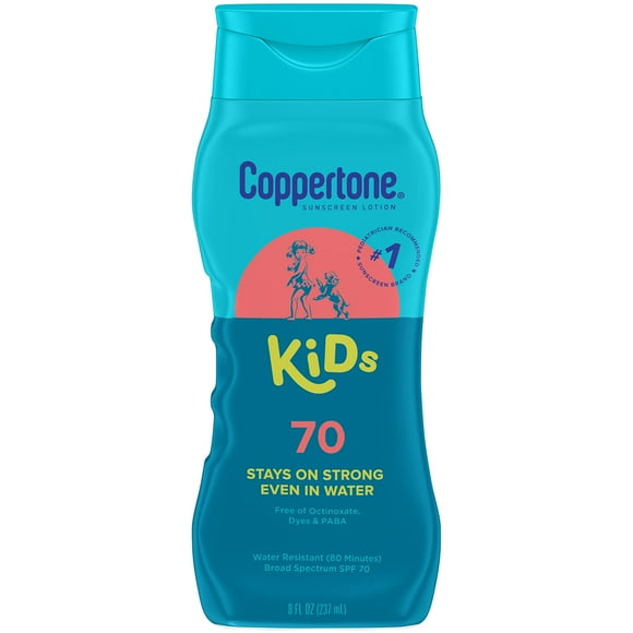 Loción de protección solar Coppertone Kids SPF 70, 240 ml, resistente al agua