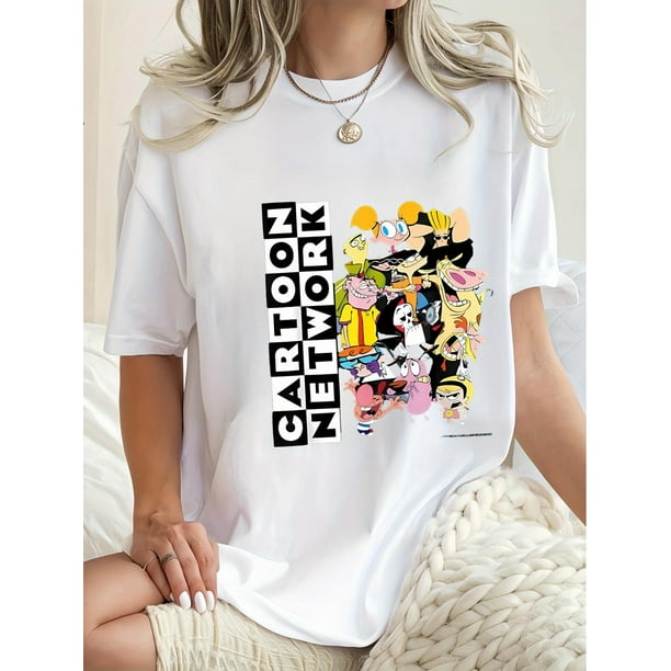 Cartoon Network Characters Graphic T-Shirt for Women, Knit Fabric, Casual Round Neck Short Sleeve, BCamisetas para mujer, lindas camisetas con estampado gráfico, de manga corta, estilo casual, para ve