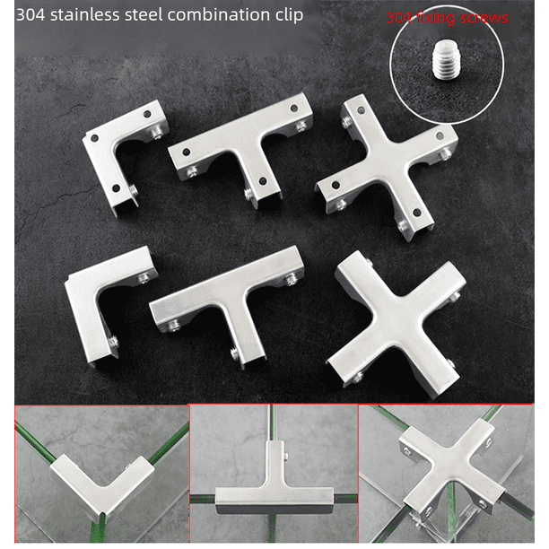 Clip de combinación de acero inoxidable 304, tipo L, clip de vidrio, protector de esquina de refuerzo para pecera, clip de azulejo, clip en forma de T de 90 grados