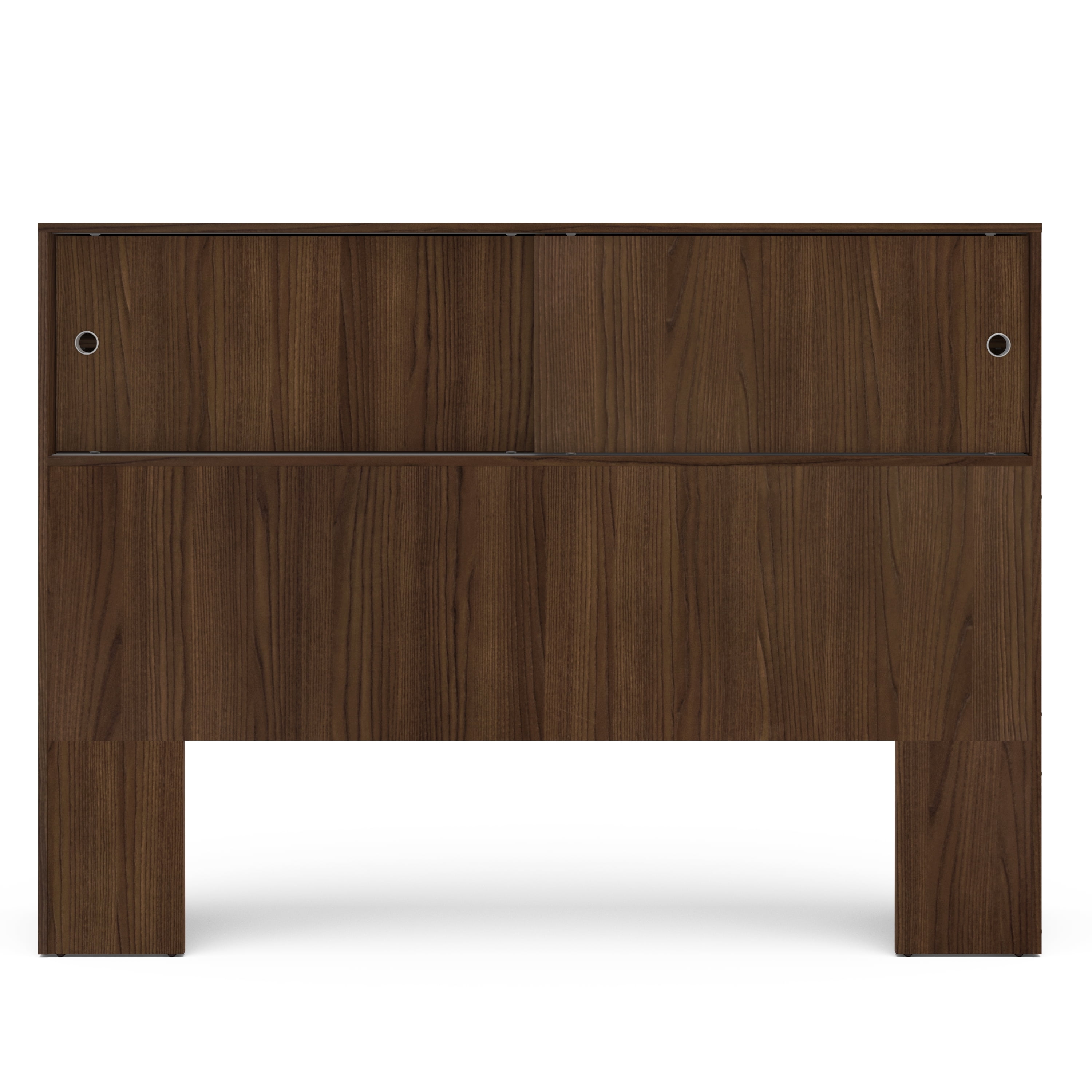 Polifurniture Victoria Queen Size Wood Storage Headboard, Walnut
