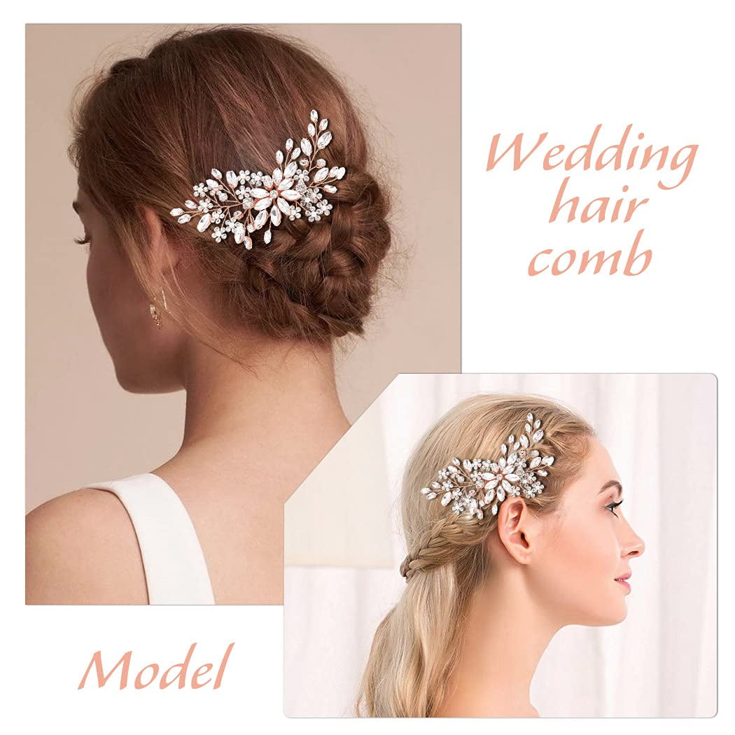 Flower Crystal Bride Wedding Hair Comb Hair Accessories with  display picture 3