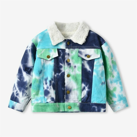 Mgmyaa Childrens Denim Jacket Faux Shearling Collar Winter Warm Trucker Coat Button Front 1-10Y