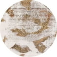 thumbnail image 1 of Ahgly Company Machine Washable Indoor Round Abstract White Chocolate Beige Area Rugs, 7' Round, 1 of 7