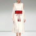 thumbnail image 5 of Chinese Hanfu Wide Tie Belt with Chinese Ink Painting Flower Pattern, 5 of 5