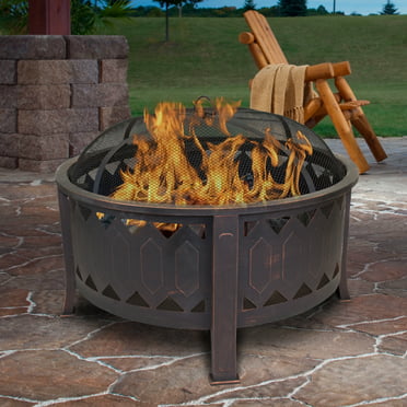 Sunnydaze Large Bronze Cauldron Outdoor, Portable Fire Pit On Wheels Menards