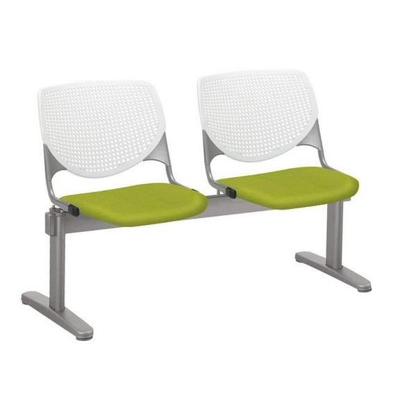 KFI Studios KOOL 2 Seat Reception Bench, White Back, Avocado Seat