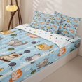 thumbnail image 3 of Homewish Kids Kawaii Cat Zipper Twin Comforter Sets with Fitted Sheet and 2 Pillowcases, Blue Cartoon Animal Zipper Bedding Set, Polka Dots Reversible, 4pcs, 3 of 6