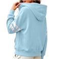 thumbnail image 5 of LUVDA Stripe Sleeve Zip Up Hoodie for Women Athletic Sweatshirt with Kangaroo Pocket Casual Loose Fit Top, 5 of 7