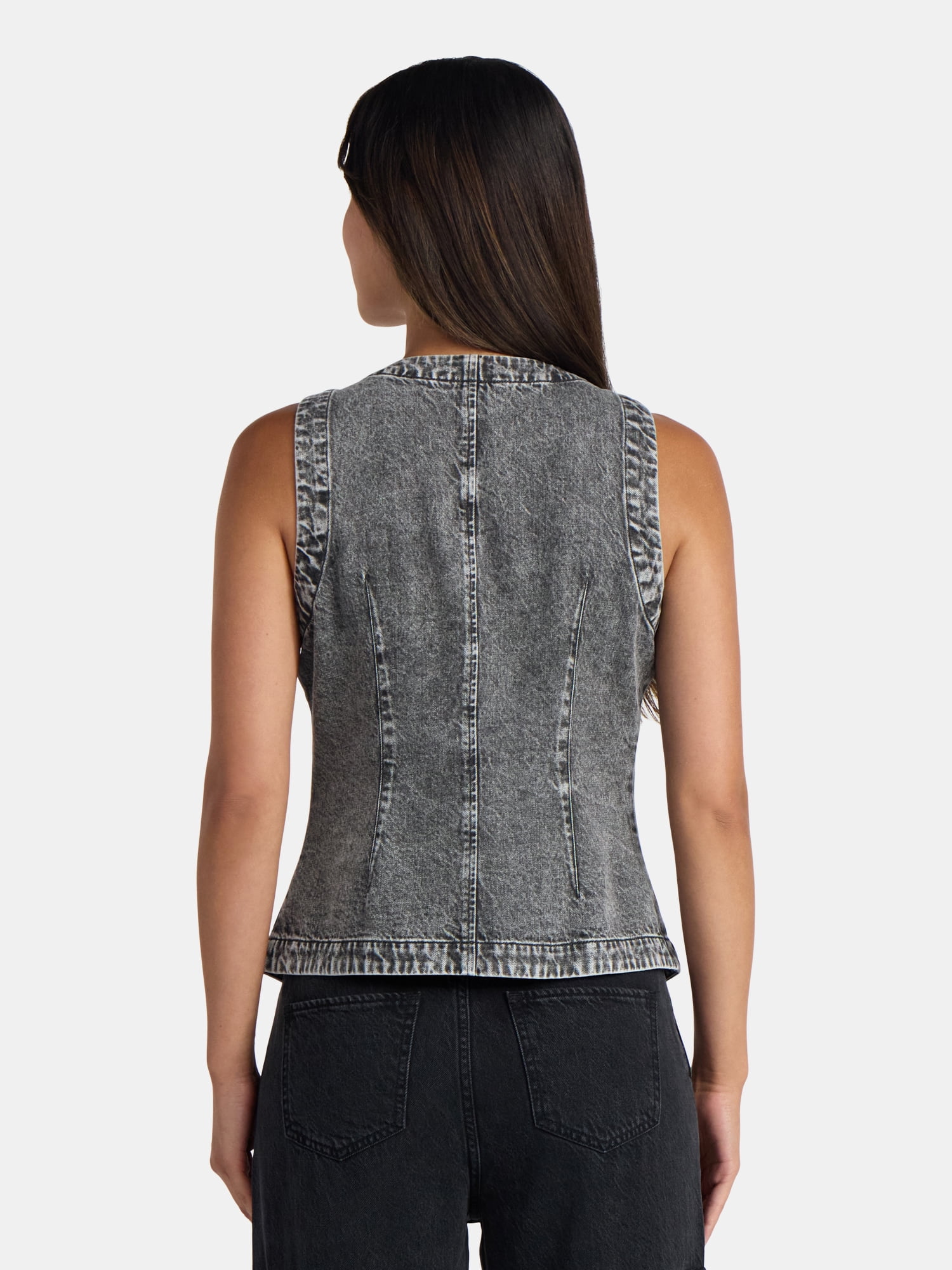 Time and Tru Women's Button Up Denim Vest, Sizes XS-XXXL