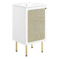 thumbnail image 3 of Modway Chaucer 18" Wood & Rattan Bathroom Vanity with Adjustable Shelf in White, 3 of 16