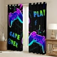 thumbnail image 2 of Manfei Gamer Gaming Curtains Pack of 2 (42x84 Each),Modern Gamepad Curtains Blackout,Green Purple Black Bedroom Curtains For Teens,Breathable Home Decor, 2 of 6