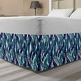 thumbnail image 1 of Jungle Foliage Bed Skirt, Modern and Exotic Continuous Pattern of Tropical Banana Leaves, Elastic Bedskirt Dust Ruffle Wrap Around for Bedding Decor, 4 Sizes, Teal Dark Lavender White, by Ambesonne, 1 of 2
