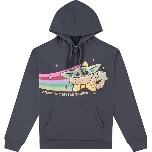 STAR WARS Ladies Yoda Hoodie The Mandalorian Ladies Baby Yoda Hoodie Sweatshirt Charcoal, Large