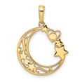 thumbnail image 4 of FJC Finejewelers 14 kt Yellow Gold and White Rhodium Bright Cut Heart, Star and Moon Charm 26 x 19 mm, 4 of 6