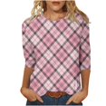 thumbnail image 1 of FAIWAD Womens Plaid Tunic Tops 3/4 Sleeve Round Neck Trendy Pullover Tops Plus Size Color Block Tops, 1 of 5