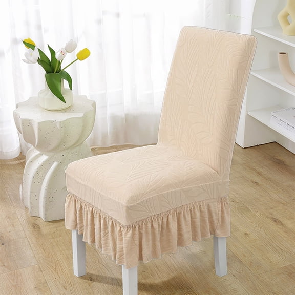 Nkmbld Chair Covers for Party, Removable Dining Room Chair Covers with Skirt Parson Chair Slipcovers Washable Chair Protector for Kitchen Wedding Party, Beige