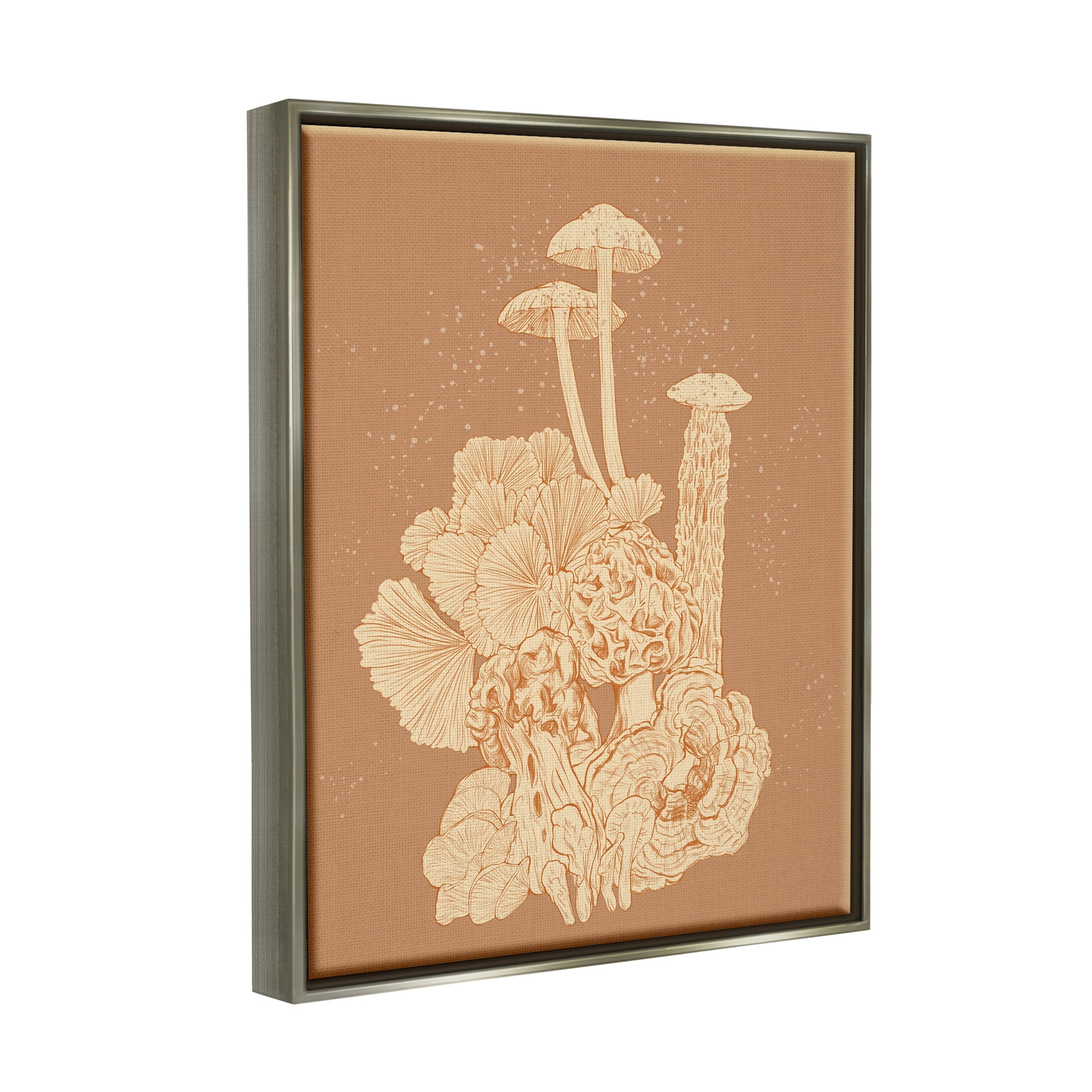 Stupell Industries Woodland Nature Varied Mushrooms Botanical & Floral Painting Gray Floater Framed Art Print Wall Art