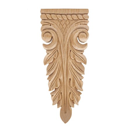 5-7/8 in. x 2-1/2 in. x 7/8 in. Unfinished Hand Carved North American Solid Alder Wood Onlay Acanthus
