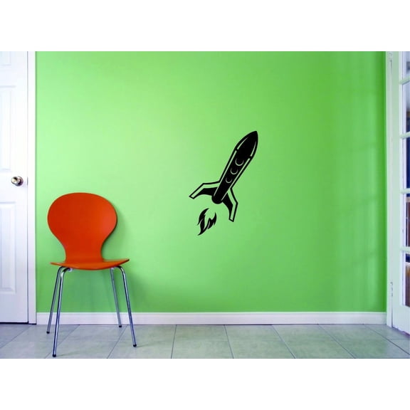 Custom Decals Rocket Ship Wall Art Size: 20 X 40 Inches Color: Black