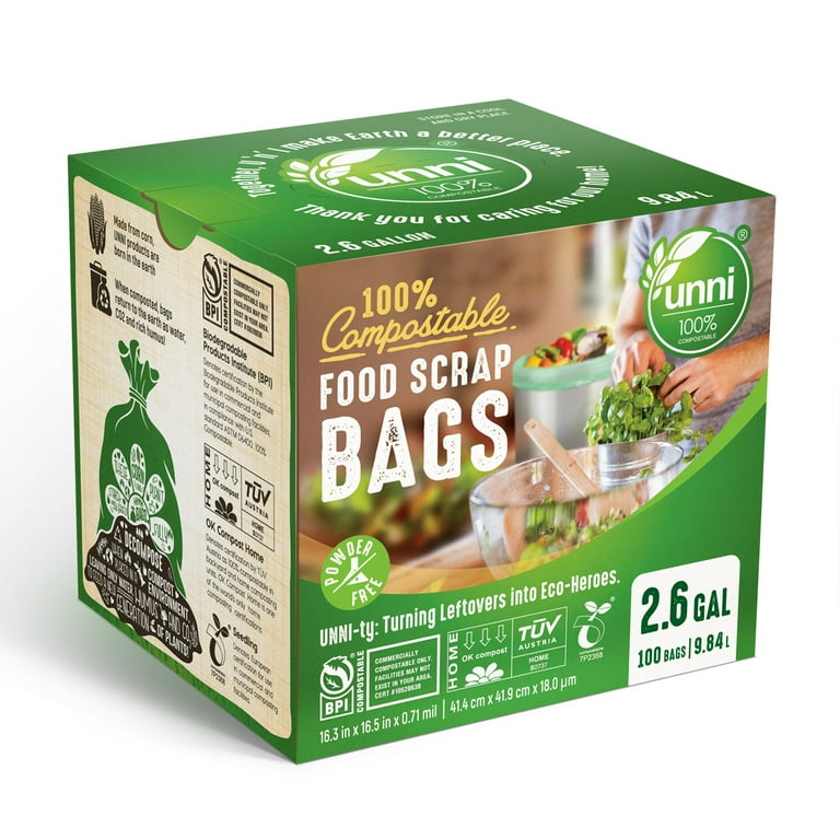 Compostable Trash Bags 100% , 2.6Gal 100 Counts, 13Gal 50 Counts, Heavy Duty