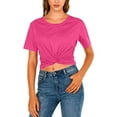 thumbnail image 4 of cocolona Womens Crop Tops Summer Casual Crew Neck Short Sleeve Shirts Fashion Solid Color Loose Blouses Basic Tees, 4 of 7