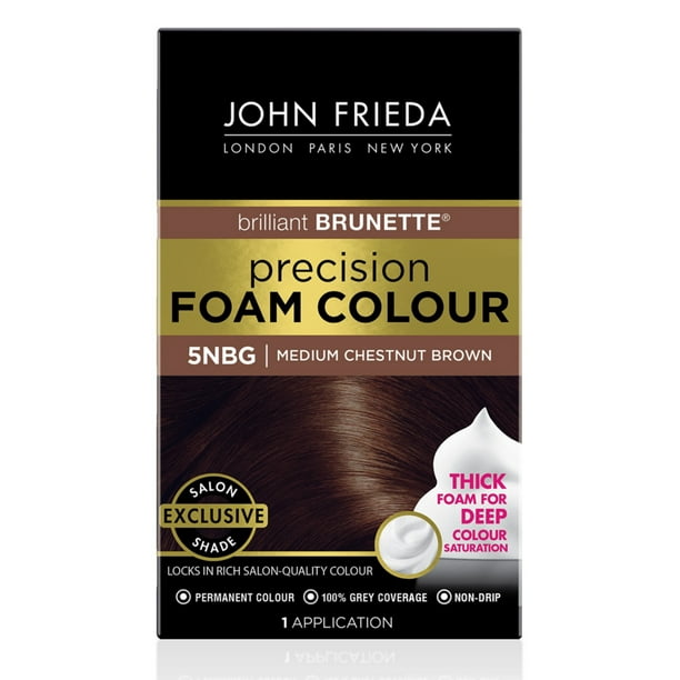 John Frieda Brilliant Brunette Permanent Precision Hair Color Foam, 5NGB  Medium Chestnut Brown, 1 Application 