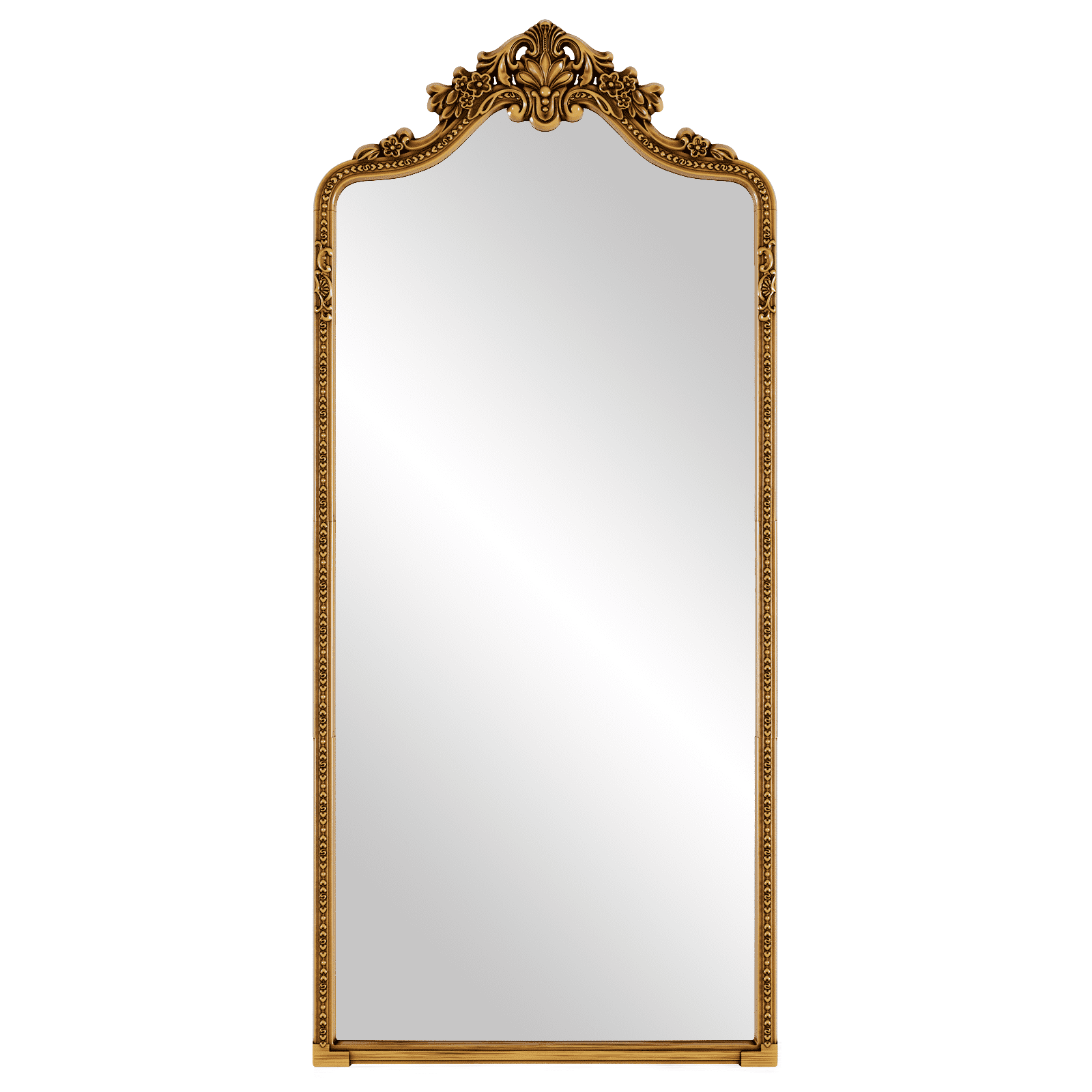 Easy4Home 71"x32" Arched Full-Length Floor Mirror, Luxurious Vintage Design with Ornate Carving, Antique Gold