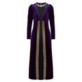 thumbnail image 3 of TiaoBug Kids Girls Renaissance Queen Velvet Vintage Maxi Dress Halloween Medieval Princess Fancy Dress Up Purple 10, 3 of 7
