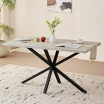55.1" Dining Table for 2 4 Person, Small Rectangular Mid Century Modern Kitchen Table with Metal Cross Legs for Restaurant Apartment Meeting Study Room (Only Table)