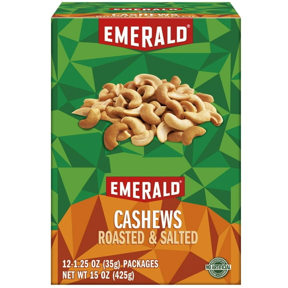 Emerald Nuts Roasted and Salted Cashews, 12 ct, 15 oz Box (Pack of 12)
