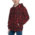thumbnail image 2 of Balery Red Skulls With Crossbones Pattern Boys Hoodie, Youth Pullover Hooded Sweatshirt, Kangaroo Pocket Hoodie for Kids Girls -, 2 of 6