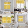 thumbnail image 6 of Yellow Plaid Kitchen Curtains Sets for Windows 36 Inch Length, Watercolor Grid Checker Gingham Farmhouse Rod Pocket Window Treatments Tier Curtains and Valances Set for Bedroom/Bathroom, 6 of 8