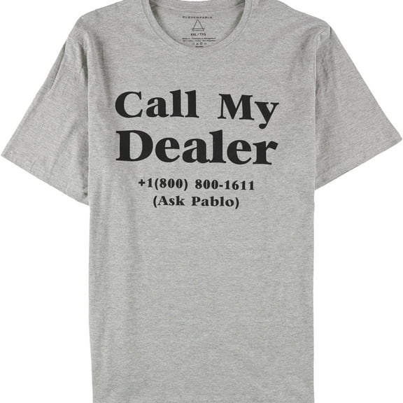 Elevenparis Mens Call My Dealer Graphic T-Shirt, Grey, XX-Large