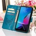 thumbnail image 6 of SaniMore Case for Motorola Moto G Power 2023 (6.5"), PU Leather Skin with Luxury Embossed Butterfly [Wrist Strap & Card Slots & Flip Kickstand] Full-body Shockproof Business Wallet Cover, Blue, 6 of 7