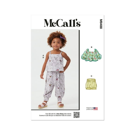 McCall's Sewing Pattern 8488 - Toddlers' Knit Tops, Shorts and Pants, Size: A (1/2-1-2-3-4)