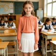 thumbnail image 2 of HIPYLO Thermal Tops for Girls Tops Teens Girls Size 8 Long Sleeve Tops Kids Christmas Shirts Cropped Shirts Toddler Clothes Girls 3t Girls Clothes 18, Orange 11-12 Years, 2 of 7