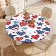 thumbnail image 3 of 4th of July Round Fitted Tablecloth with Elastic Edged & Backing, Round Table Cover for Indoor Outdoor Patio Use Fits Tables Up to 40" - 54" Diameter, 3 of 5