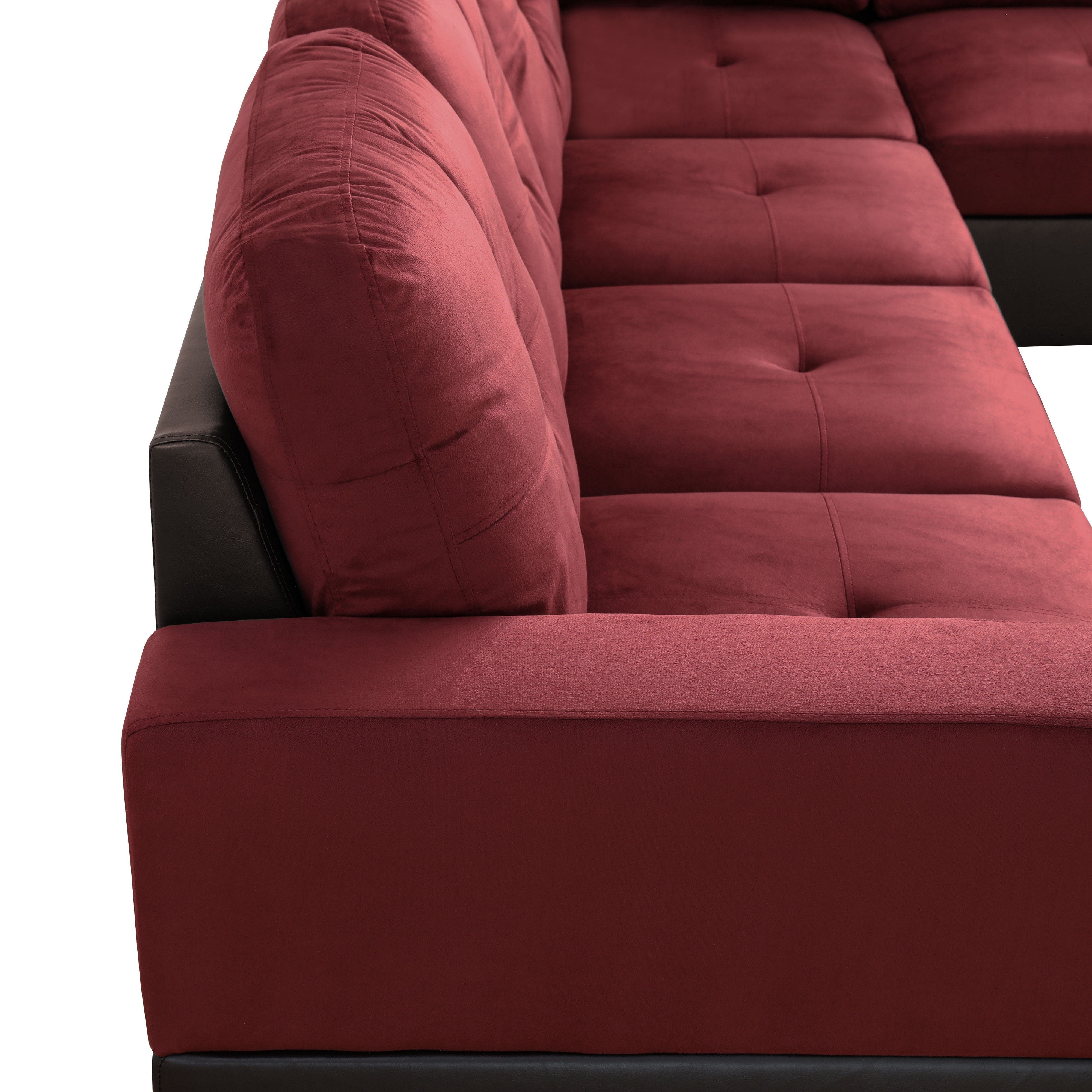 MAYEERTY Red Modern 3-Piece Flannel & PVC Couch Vibrant Bold Living Room Seating