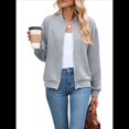 thumbnail image 2 of Chaqueta Informal de Mujer con Cuello Alto y Cremallera, Ideal para Otoño. Conjuntos con Bolsillos. Gris XXL, 2 of 10