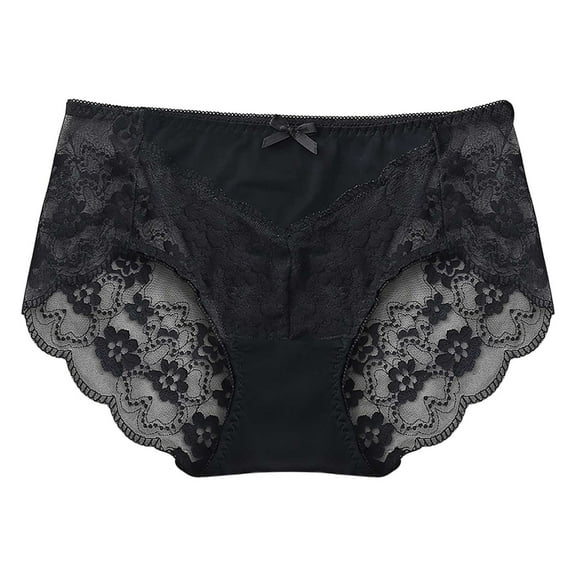 Riecok Plus Size Brief Underwear for Women Seamless Stretch Ice Silk Breathable Soft Comfortable Briefs Black XL