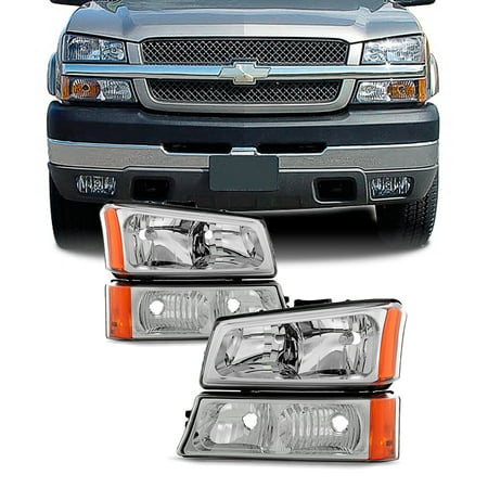 Fit 2003-2006 Chevy Silverado 2003-06 Avalanche Headlights+Bumper Signal