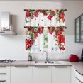 thumbnail image 4 of SUNWISHA Christmas Poinsettia Curtain Valances for Kitchen 3 Piece Set 52'' Lx18'' W & 36'' L x 26'' W x2 Red, 4 of 7