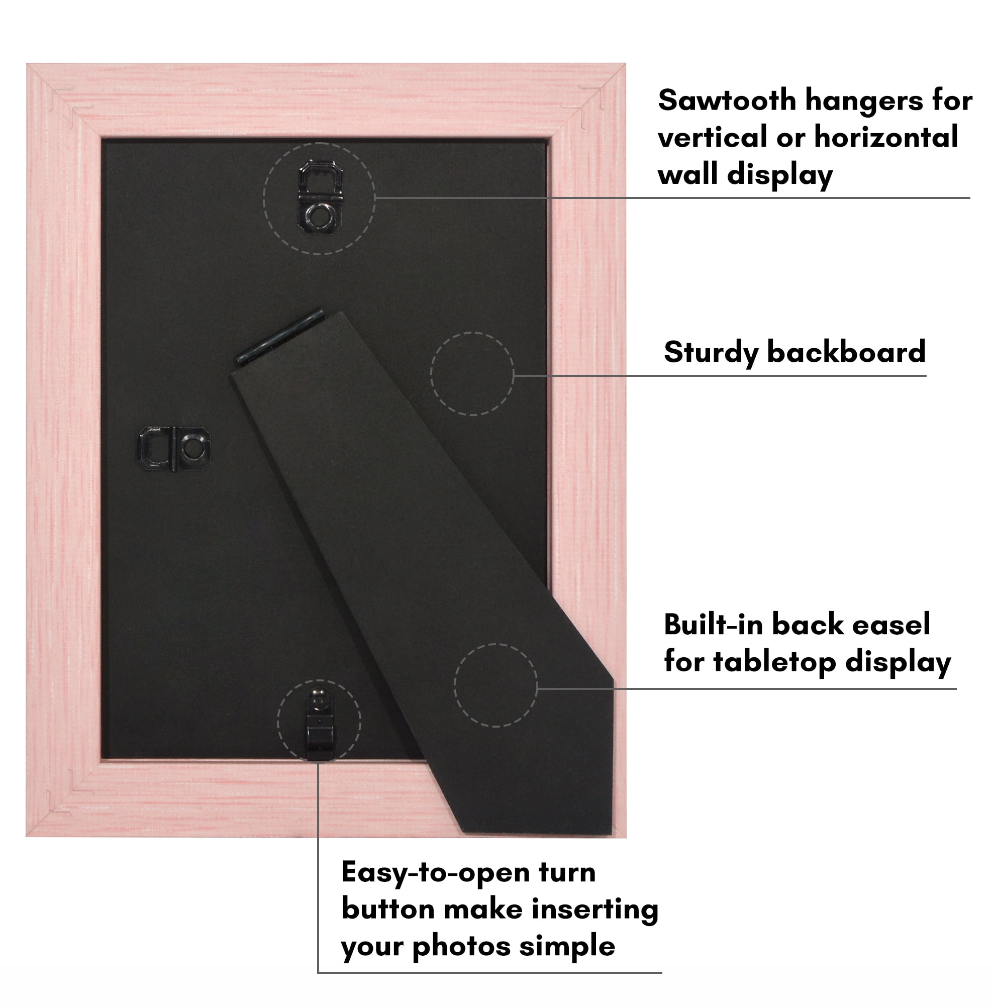 Americanflat 5x7 Picture Frame with Shatter-Resistant Glass Fits 4x6 Photos with Mat Hudson Distressed - Pink