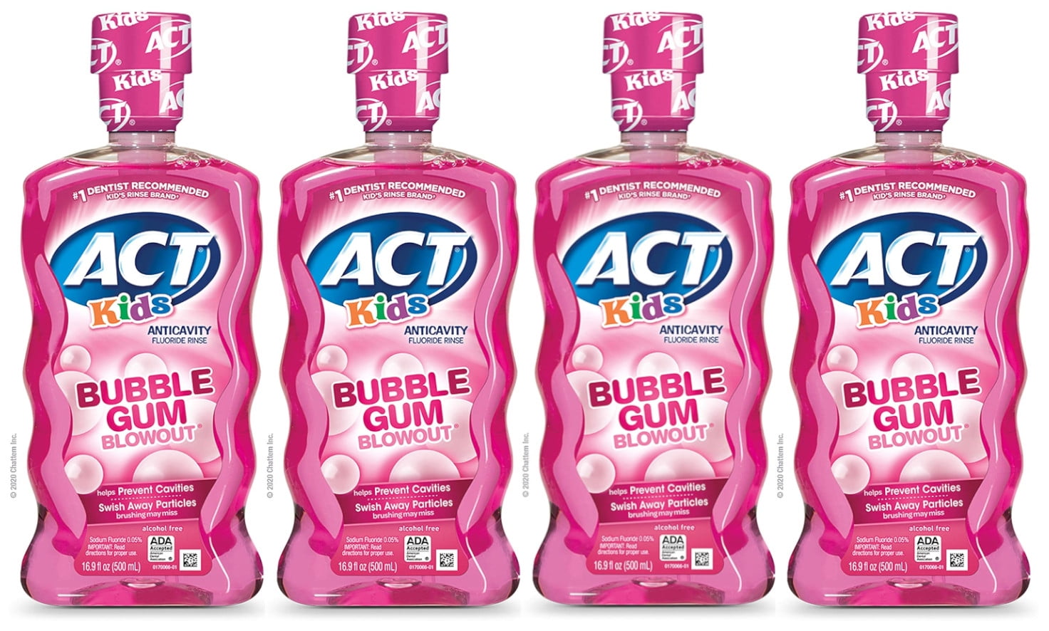 ACT Kids Anticavity Fluoride Mouthwash, Bubble Gum Blow Out 16.9 oz. (Pack of 4)