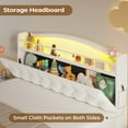 thumbnail image 6 of Full Size Girls Bed with LED Lights and Charging Station, Princess Bed Frame with Storage Headborad, Beige Platform Bed, No Box Spring Needed Noise-Free Easy Assembly, 6 of 8