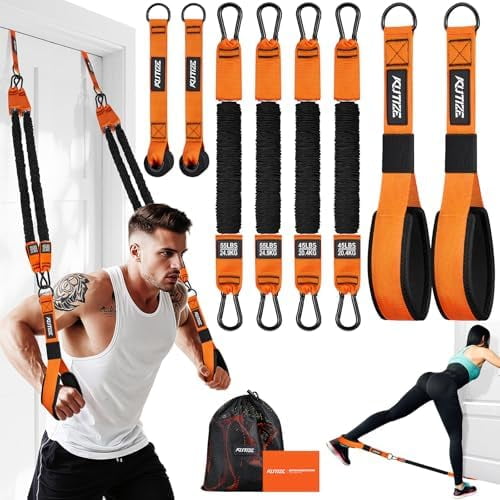 Resistance Bands, Exercise Bands with Handles, Door Anchor, Heavy-Duty Tricep Workout Equipment for Pushdowns, Bicep Curls, Face Pulls, Home Gym Equipment Training for Back, Abs, Triceps
