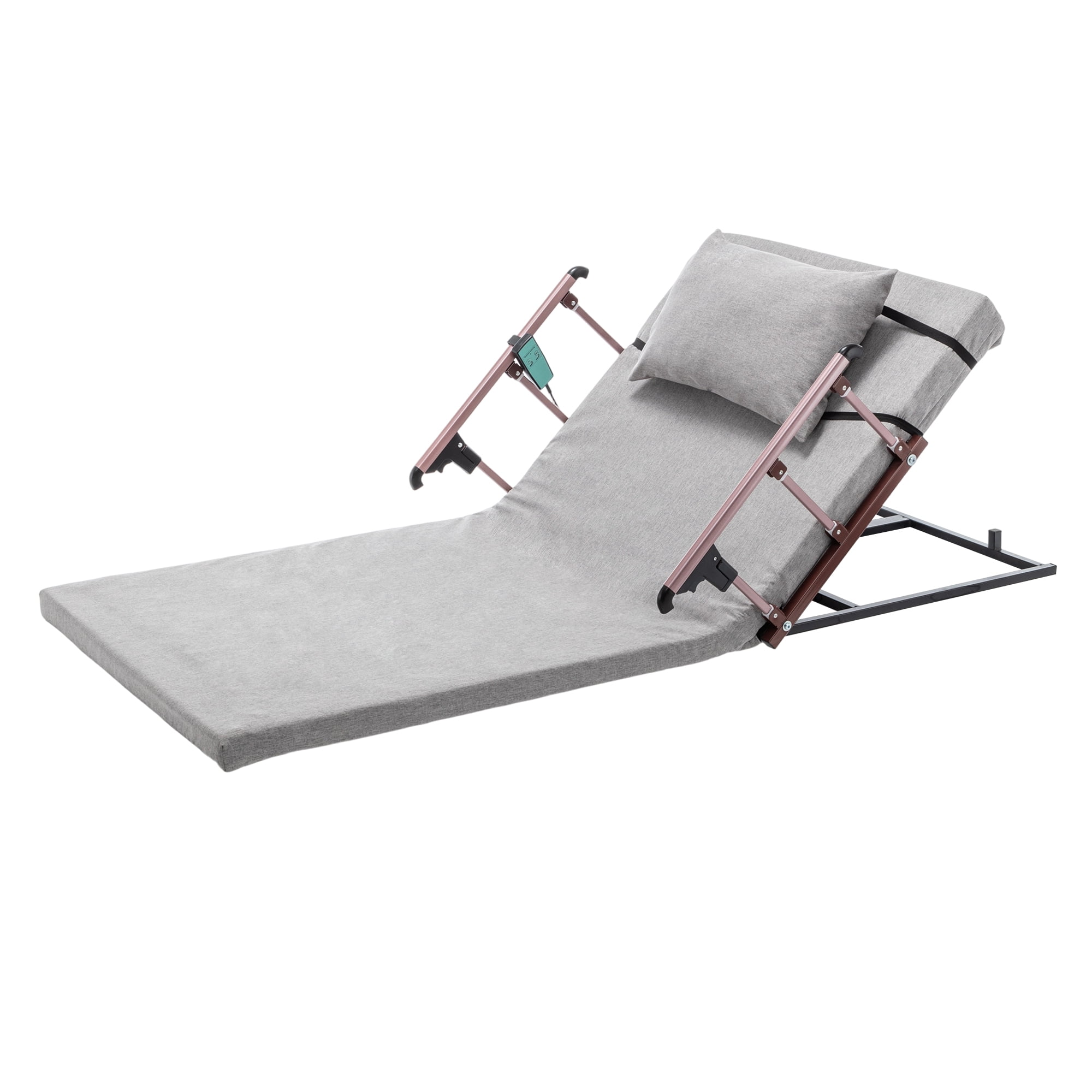 Electric Adjustable Bed Backrest, 300 lbs Weight Capacity, Upgraded Lifting System (4-68°), with Collapsible Safety Rails & Remote Control, for Elderly, Pregnancy, Patients, Home Hospital Care, Grey