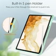thumbnail image 6 of Case for Samsung Galaxy Tab S9 Plus/S8 Plus/S7 Plus/S7 FE/S7 Plus 12.4 Inch with [S Pen Holder], [Tri-Fold Flip Kickstand] Shockproof Protective Transparent Clear Back Tablet Cover, Mintgreen, 6 of 8